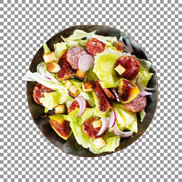 Mix meat and vegetable salad isolated on transparent background