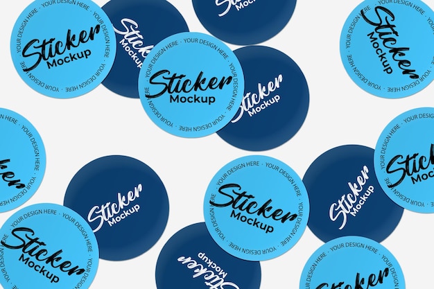 Mix of round sitckers collection mockup