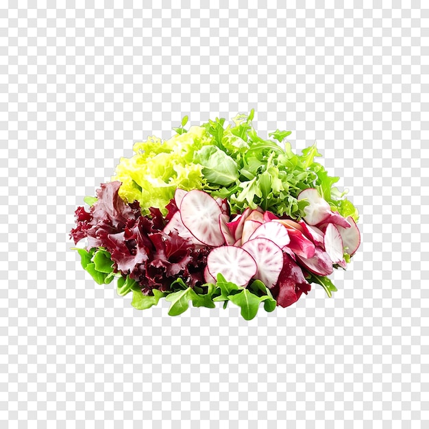 PSD mix salad with rucola frisee radicchio and lettuce on a transparent background