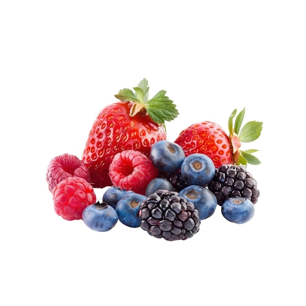 PSD mixed berries over a white background isolated on a white background