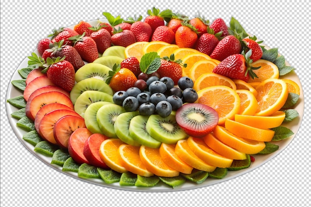 PSD mixed fruit slices arranged on a platter