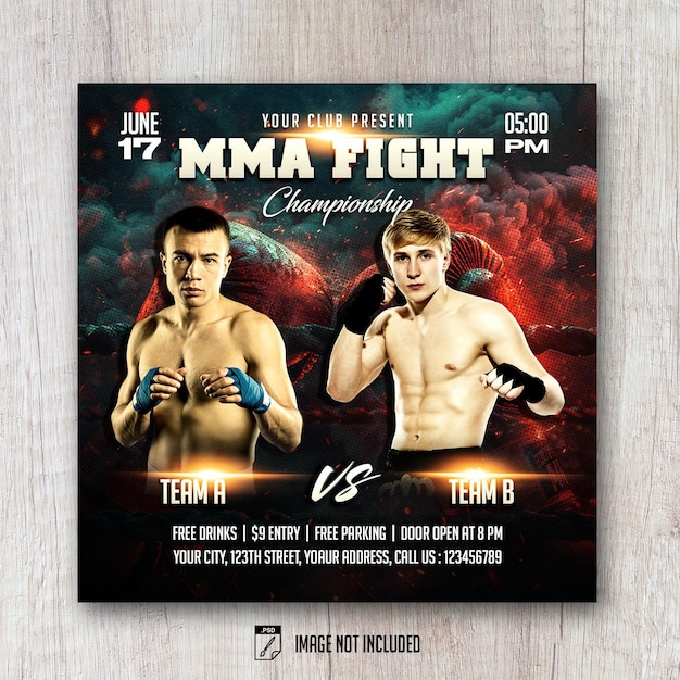 PSD mma fight flyer social media banner