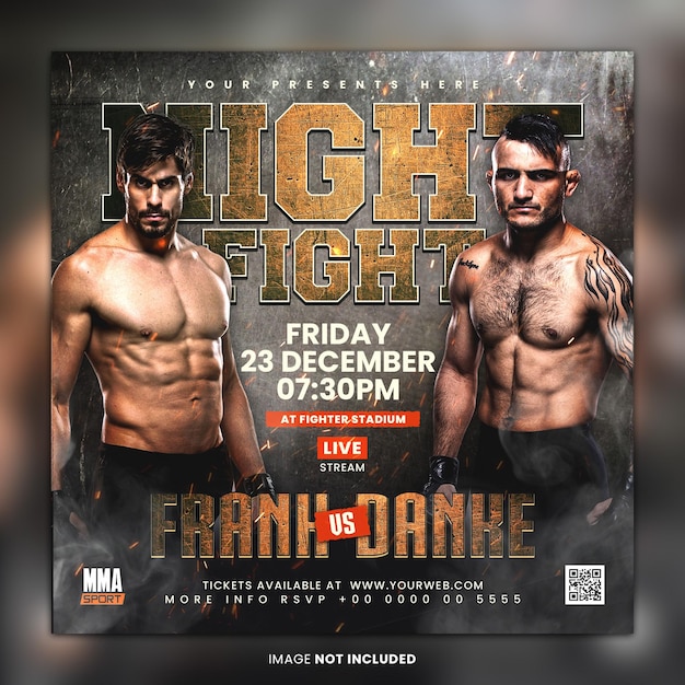 PSD mma fight sport flyer template