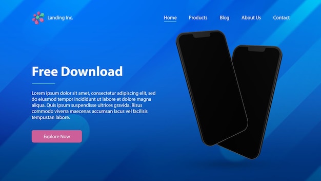 PSD mobile app landing page