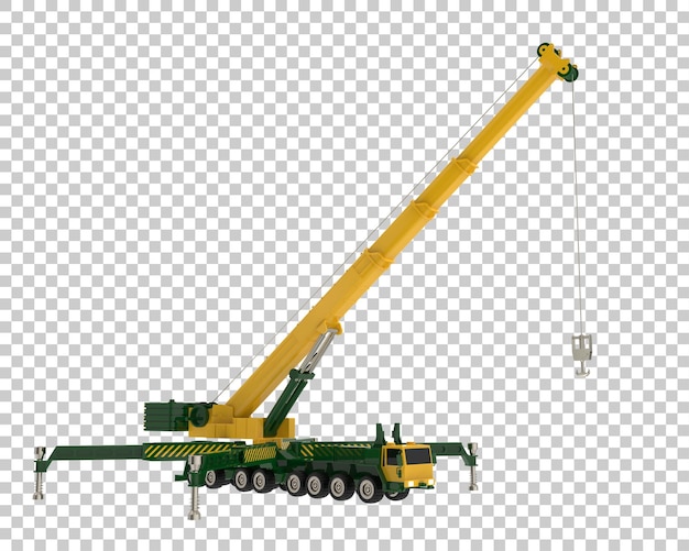 PSD mobile crane on transparent background 3d rendering illustration