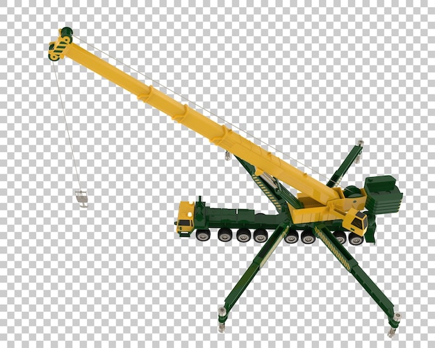 Mobile crane on transparent background 3d rendering illustration