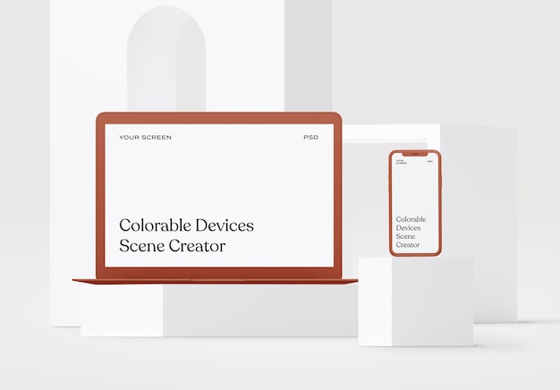 Mobile and laptop mockup scene creator