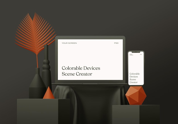 Mobile and laptop mockup scene creator