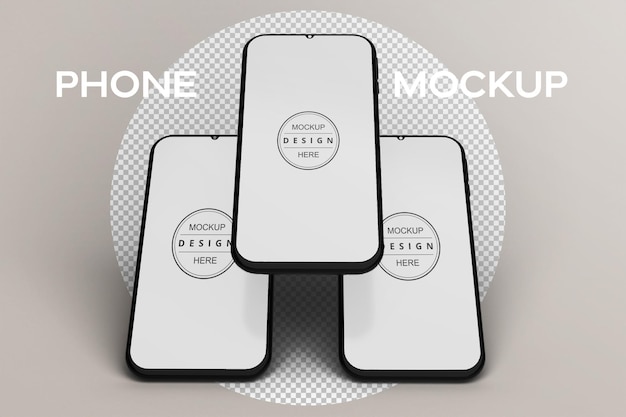 mobile mockup 3 devices floating on background