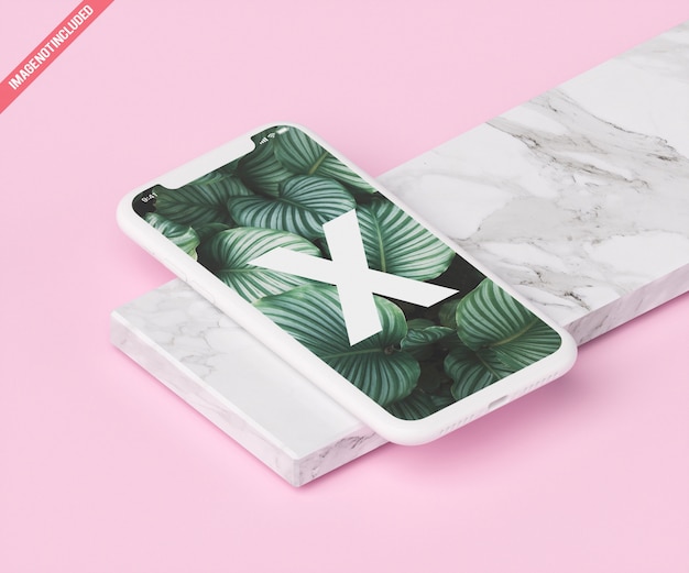 Mobile mockup on marble