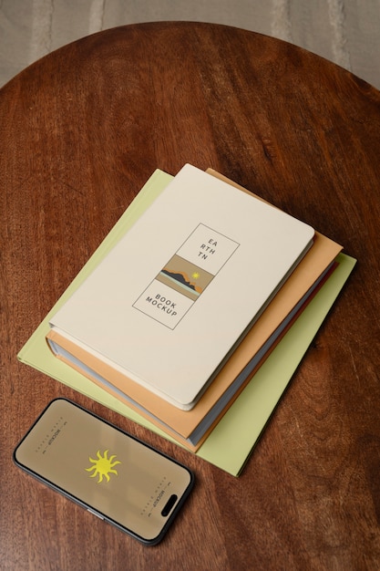 Mobile phone and book mockup