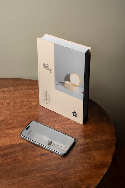 Mobile phone and book mockup