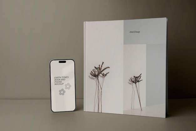 Mobile phone and book mockup