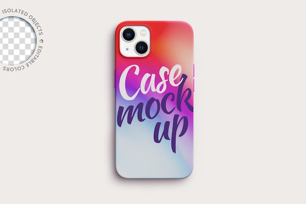 Mobile phone case cover back pattern design mockup flat lay presentation isolated