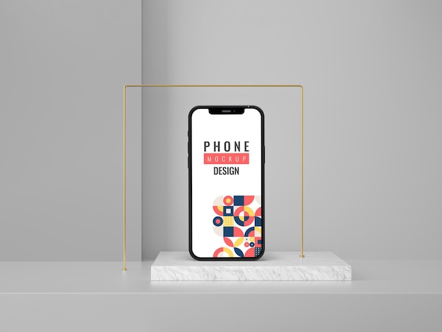 Mobile phone mockup design in silver 3d background