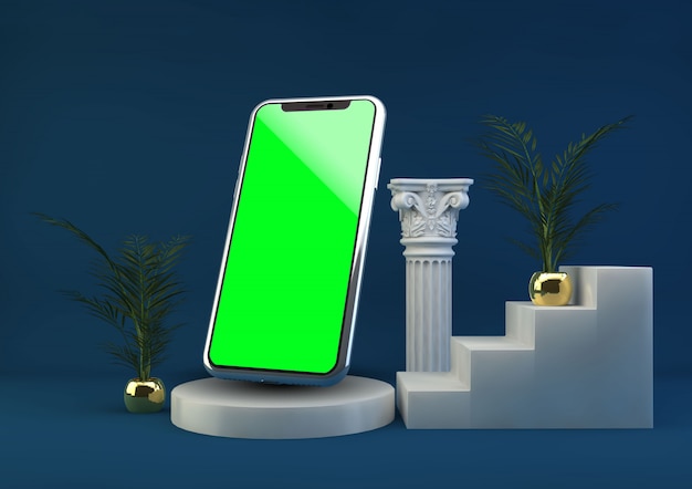 Mobile phone mockup on stand