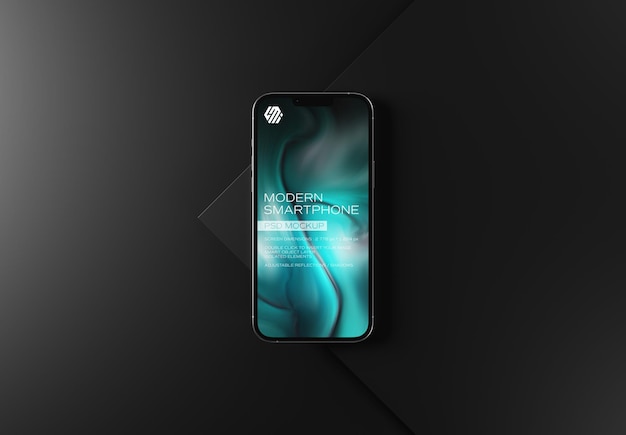 Mobile phone screen on black display Mockup