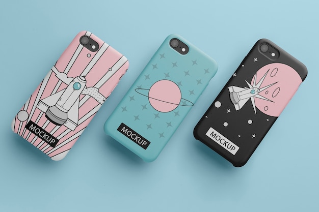 Mobile phone with case minimalistic design mock-up