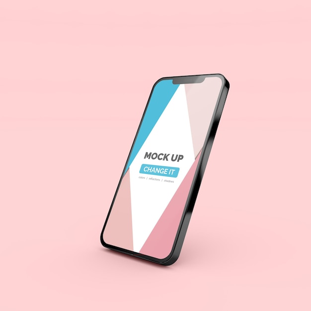 Mobile render photoshop mockup for promotion application on clean background Right tilted position