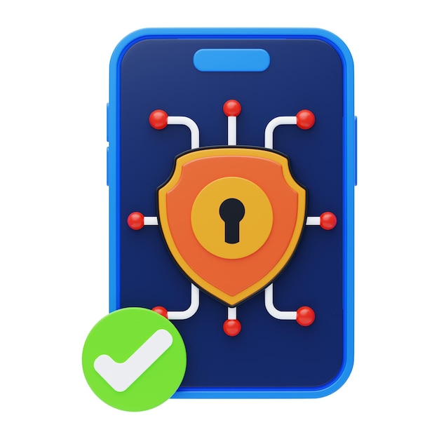 PSD mobile security 3d icon