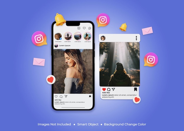 Mobile wit instagram post mockup