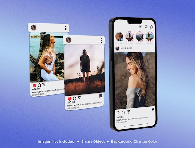 Mobile with instagram post mockup