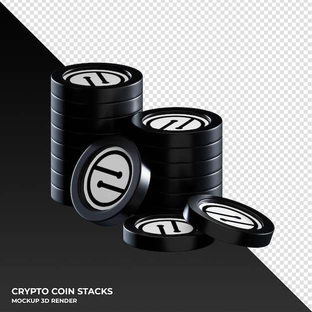 MobileCoin MOB coin stacks cryptocurrency 3D render illustration