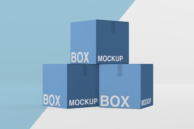 Mock up Carton box on white background 3d render