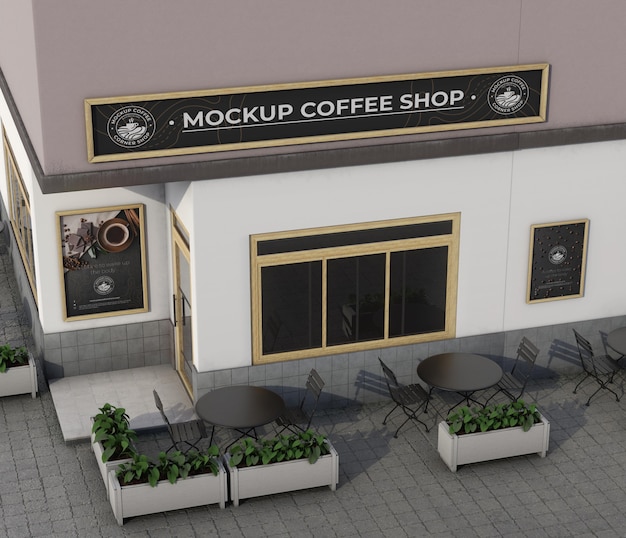 Mock-up corner for shop outdoors