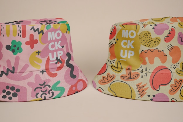 Mock-up design for bucket hat headwear