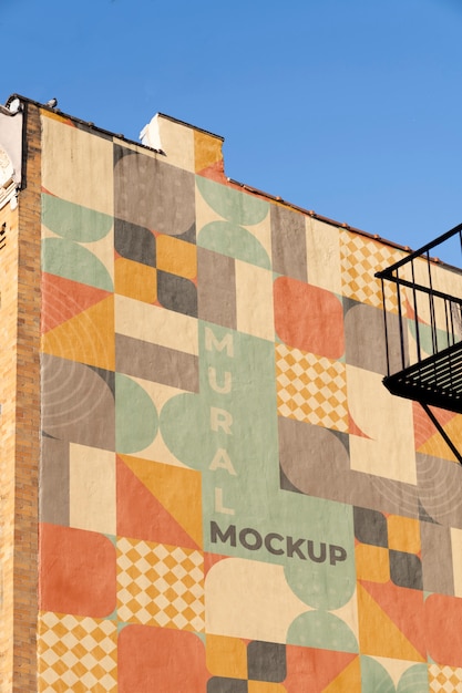 Mock-up design of mural on city building