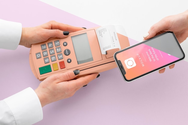 PSD mock-up e-payment with smartphone and payment terminal