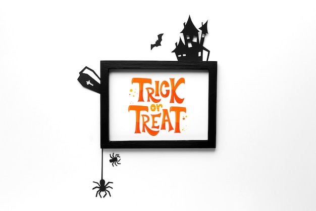 PSD mock-up frame with trick or treat message