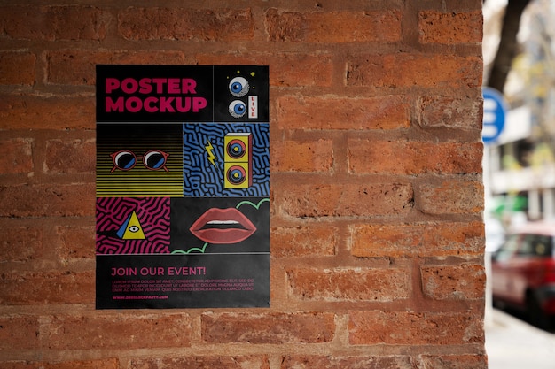 Mock-up for glued paper poster