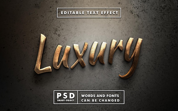 PSD mock up luxury glossy effect. editable text with metalic grunge psd smart object