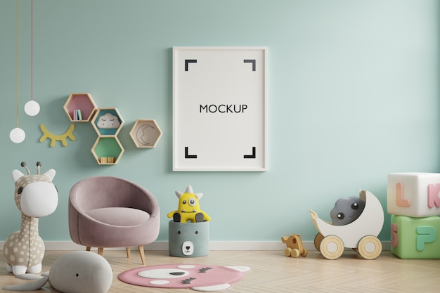 Mock up poster in child room