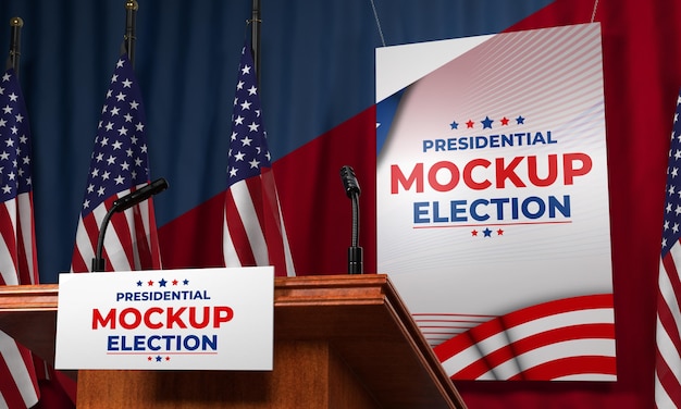 Mock-up presidential election podium for united states