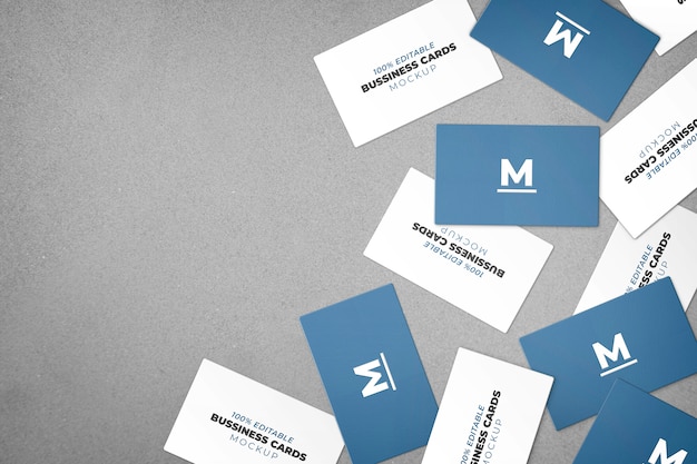 Mock up of several business cards disordered