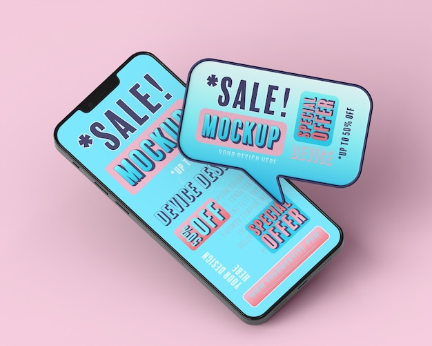 Mock-up of smartphone sale