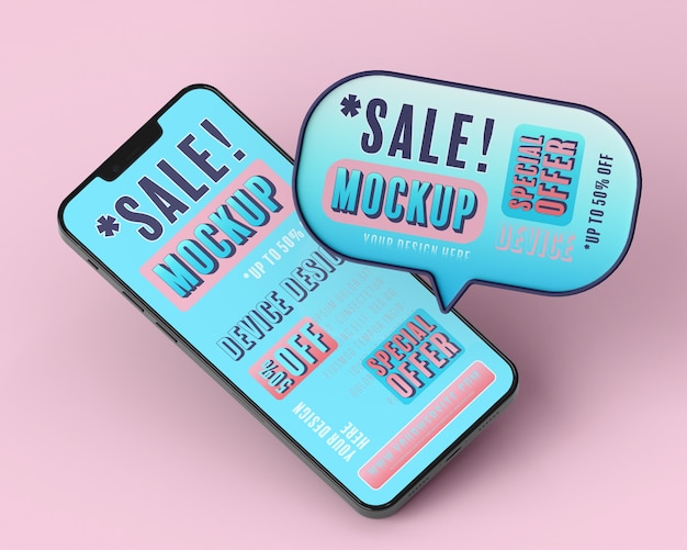 Mock-up of smartphone sale