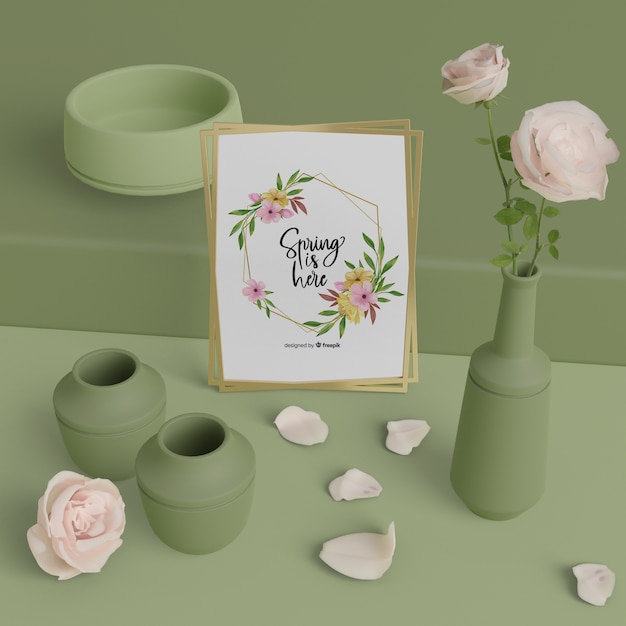 Mock-up vases and spring card