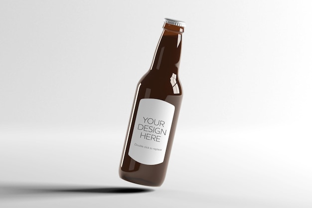 Mock up view of a glass beer bottle