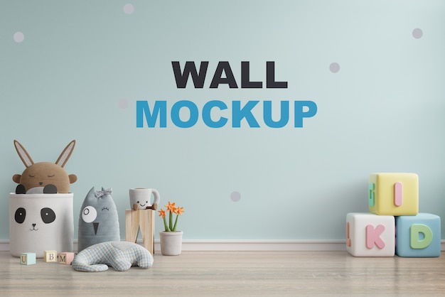 Mock up wall in the children's room 3d rendering