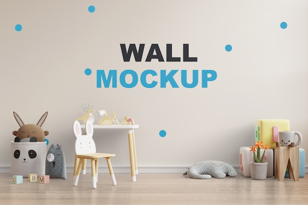 Mock up wall in the children's room 3d rendering