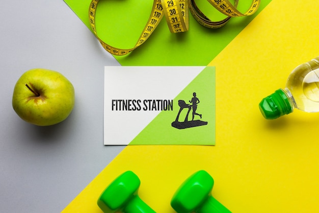 Mock-up with fitness equipment