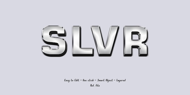 Mockup 3d effect font with silver texture