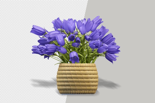 Mockup of 3d rendered plants in pot