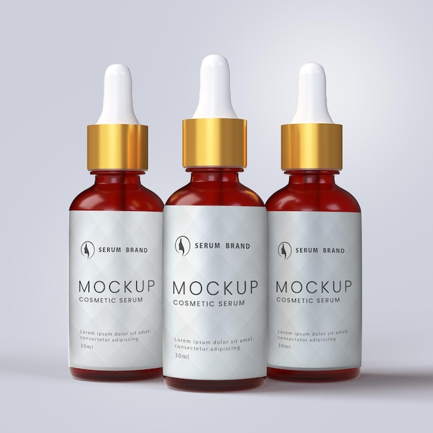 PSD mockup of amber glass bottles with serum