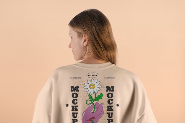 Mockup on back of a sweatshirt