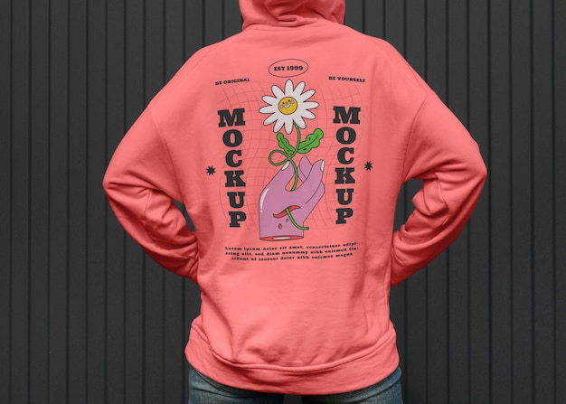 Mockup on back of a sweatshirt